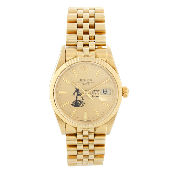 Rolex Date 15037 Men's 14K Yellow Gold Davey O'Brien Award Watch
