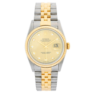Men's Rolex Datejust Steel & Gold Diamond Watch 16233