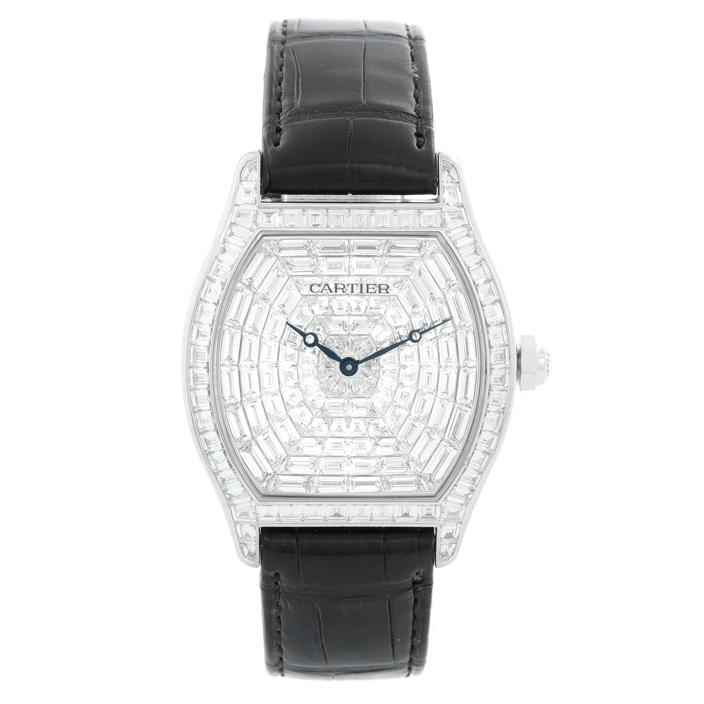 Cartier Tortue XL White Gold Diamond Dial Ladies Watch HP100502