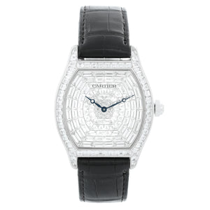 Cartier Tortue XL White Gold Diamond Dial Ladies Watch HP100502