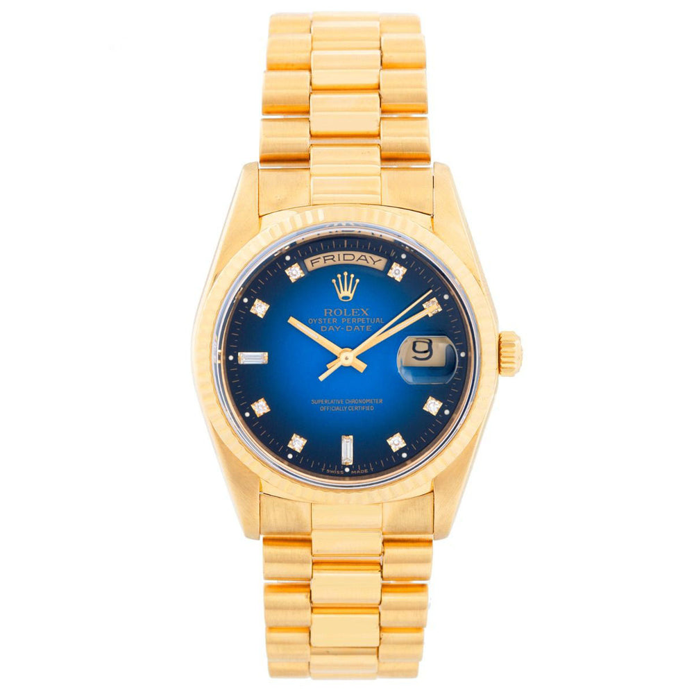 Rolex Day-Date Blue Vignette Dial President Watch 18238