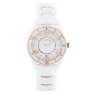 Ebel X-1 Silver Dial White Ceramic Ladies Watch 1216113