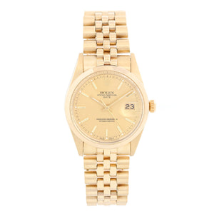 Rolex Rare 1980's 14k Gold Date Men's Watch 34mm Quickset 15007