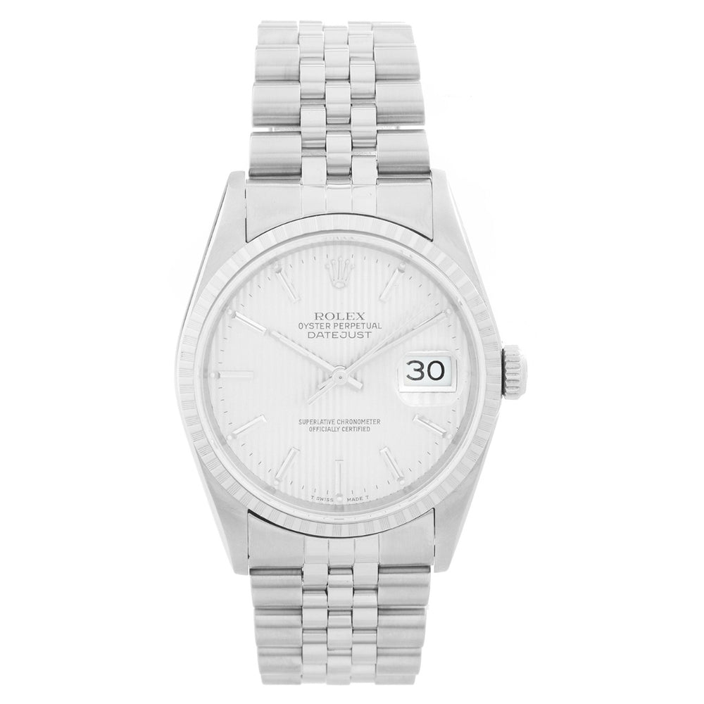 Rolex Datejust Men's Steel Watch 16220 Tapestry Dial