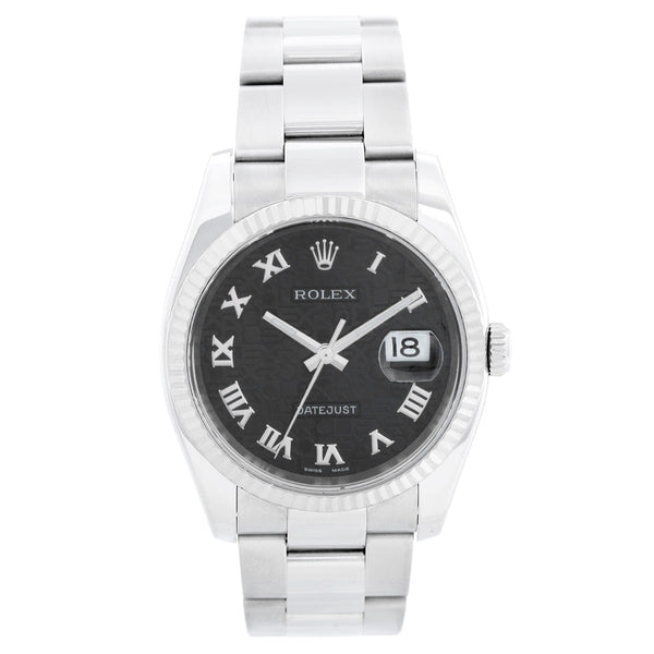 Rolex Datejust Men's Stainless Steel Watch 116234 Black Jubilee Dial
