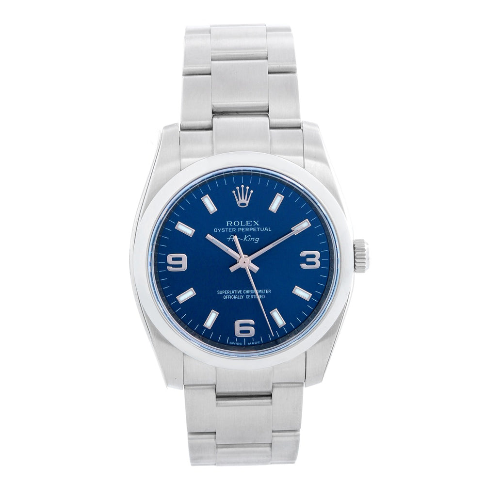 Rolex Air-King Men's Stainless Steel Watch Blue Dial 114200