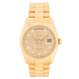 Rolex President Day-Date Men's 18k Gold Watch Jubilee Diamond Dial 118238