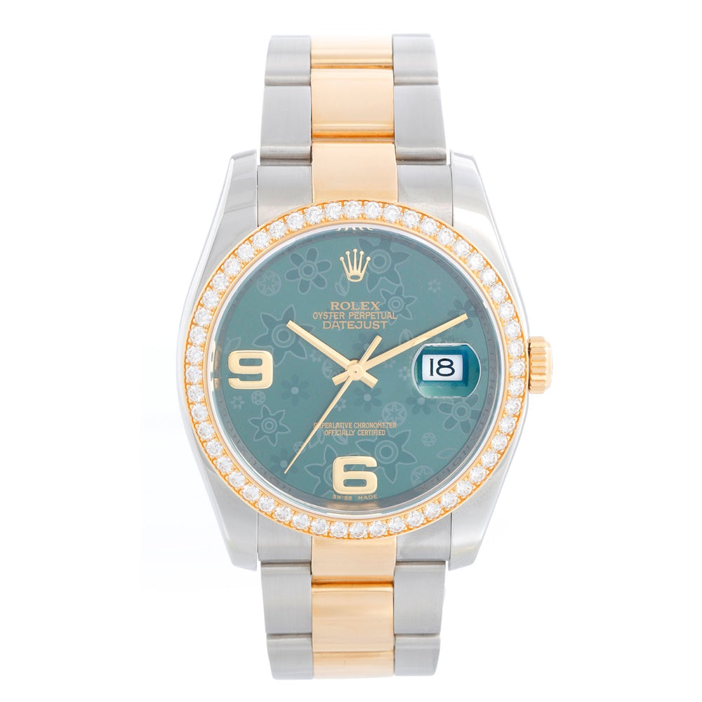 Rolex Green Flower Datejust 36mm Diamond 2-Tone 116243