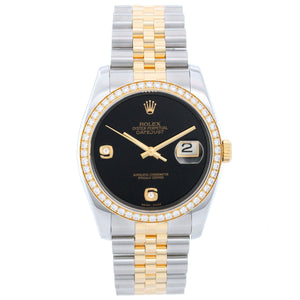 Rolex Datejust Men's 2-Tone Steel & Gold Watch Factory Onyx Dial 116243