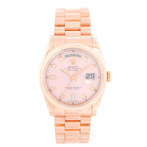 Rolex President Day-Date Men's 18k Rose Gold Diamond Watch 118205