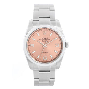 Rolex Air-King Stainless Steel Men's Watch Pink Arabic Dial 114200
