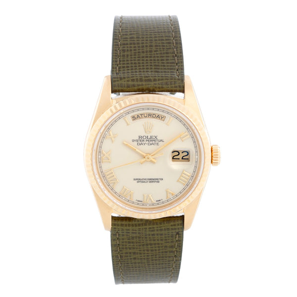 18k Gold Rolex President Day-Date Men's Watch 18238 Cream Dial
