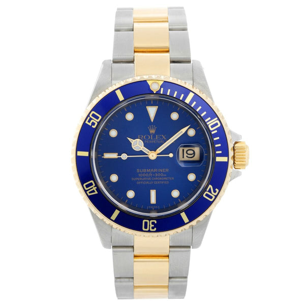 Rolex Submariner 2-Tone Steel & Gold Rubber Strap Men's Watch 16613