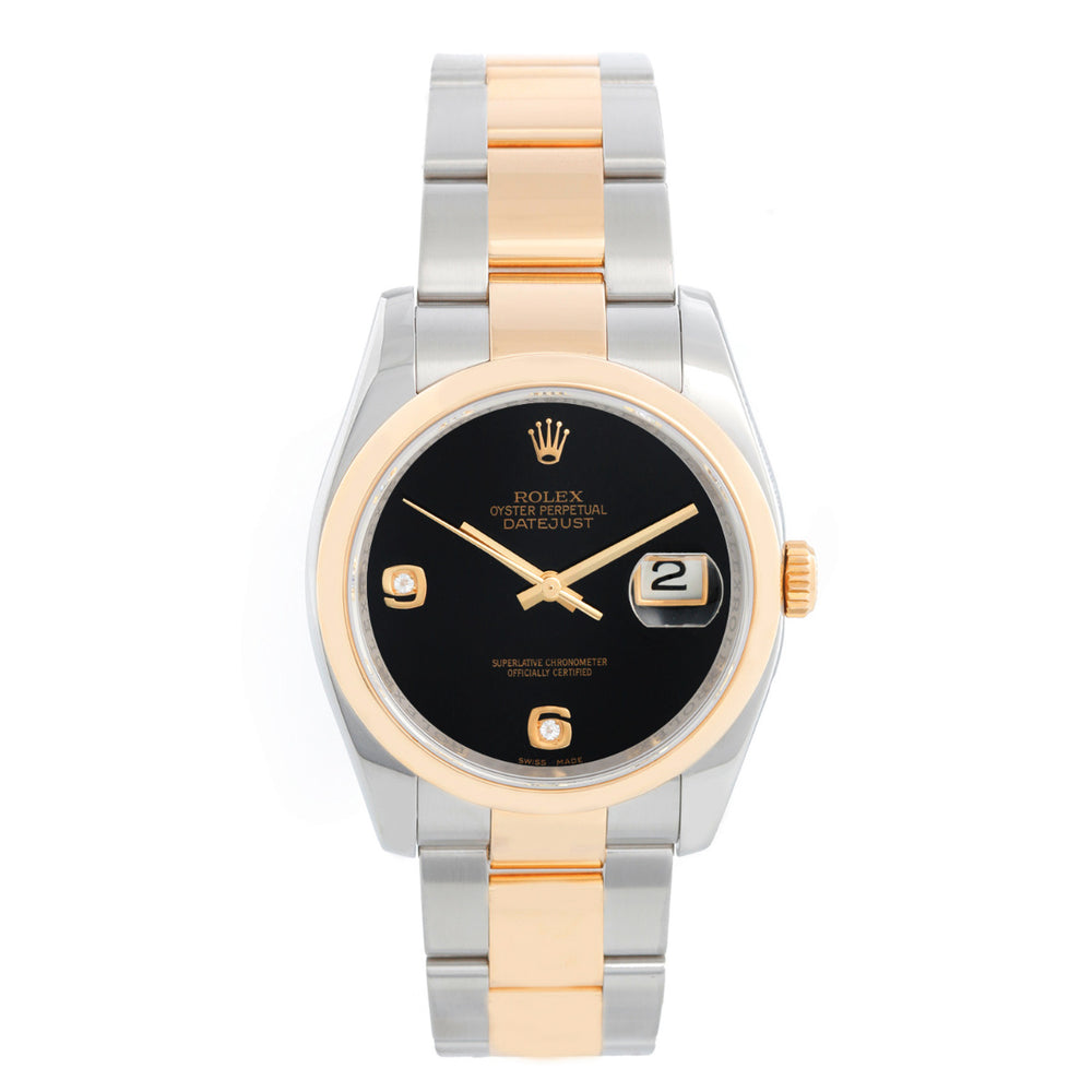 Rolex Datejust Men's 2-Tone Steel and Gold Watch Onyx dial 116203