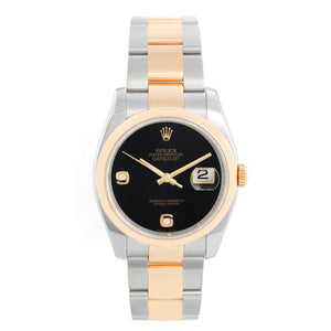 Rolex Datejust Men's 2-Tone Steel and Gold Watch Onyx dial 116203