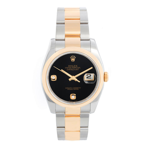 Rolex Datejust Men's 2-Tone Steel and Gold Watch Onyx dial 116203