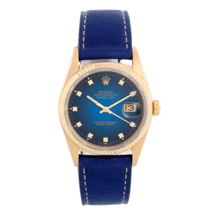 Rolex Datejust Men's 18k Watch Blue Vignette 16018