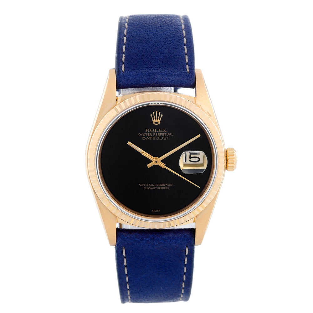 Rolex Datejust Men's 18k Watch Onyx 16018