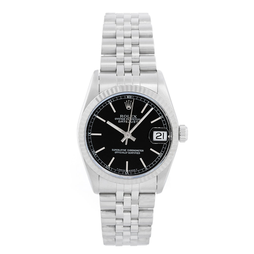 Rolex Datejust Midsize Men's or Ladies Steel Watch Black Dial  68274