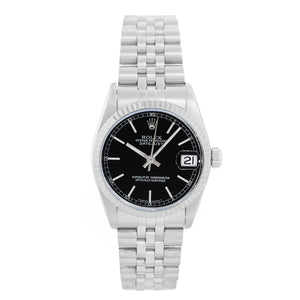 Rolex Datejust Midsize Men's or Ladies Steel Watch Black Dial  68274