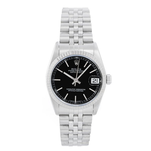 Rolex Datejust Midsize Men's or Ladies Steel Watch Black Dial  68274