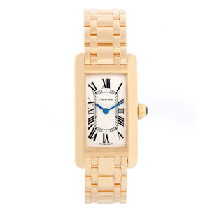 Cartier Tank Americaine Ladies 18k Yellow Gold Watch 2482