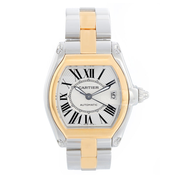 Cartier Roadster Men's Steel & Gold 2-Tone Watch W62031Y4 Silver Dial 2510