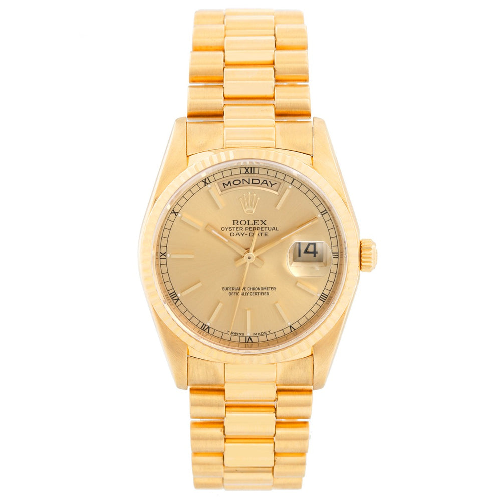 Men's 18 Gold Rolex President - Day-Date Watch 18238 Champagne Dial