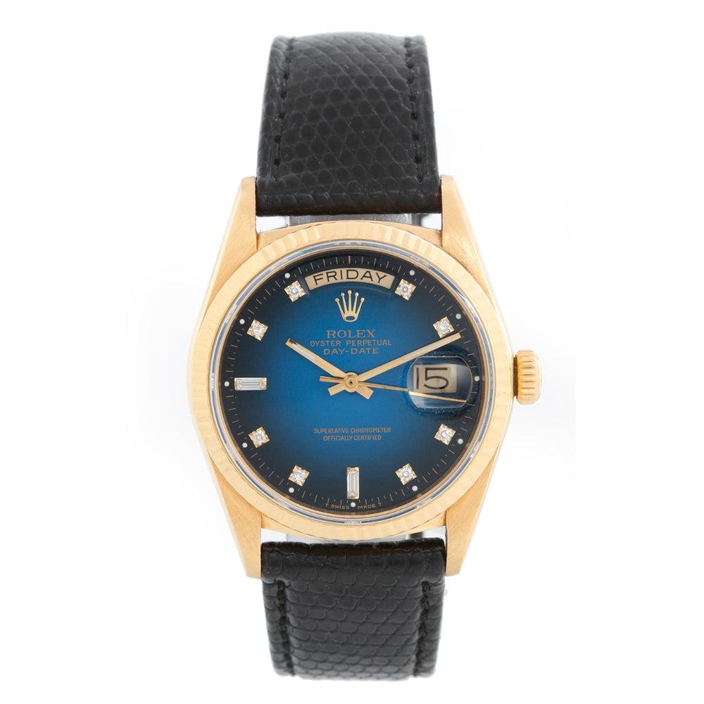 Rolex Day-Date Men's President Watch 18k Gold Blue Diamond Dial 18038