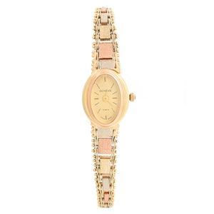 Geneve Ladies 14K Trigold Quartz Watch