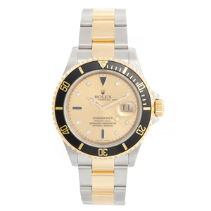 Rolex Submariner Men's Watch With Serti Diamond Dial 16613