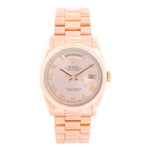 Rolex President Day-Date Men's 18k Rose Gold Watch Roman Dial 118205