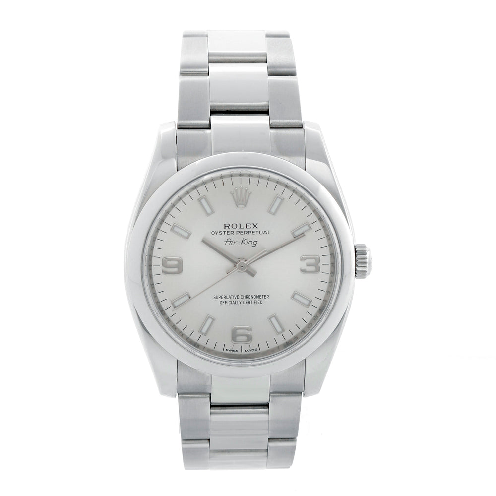 Rolex Air-King Stainless Steel Silver Stick Dial Watch 114200