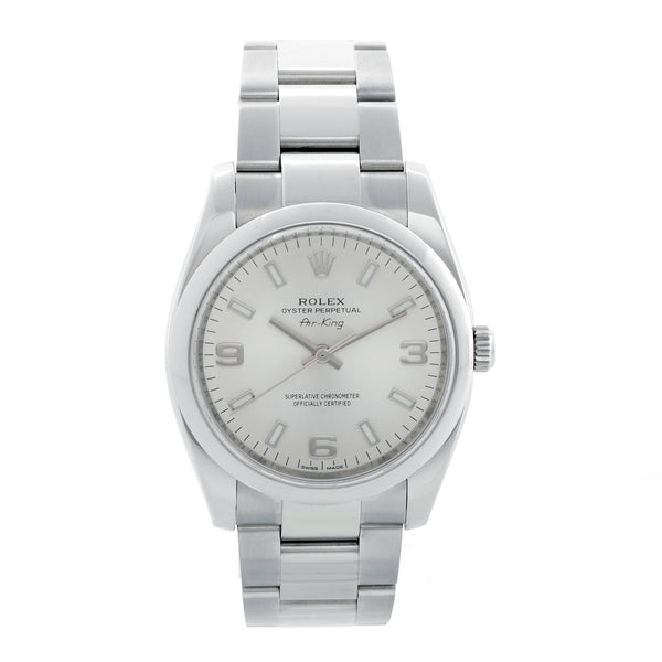 Rolex Air-King Stainless Steel Silver Stick Dial Watch 114200