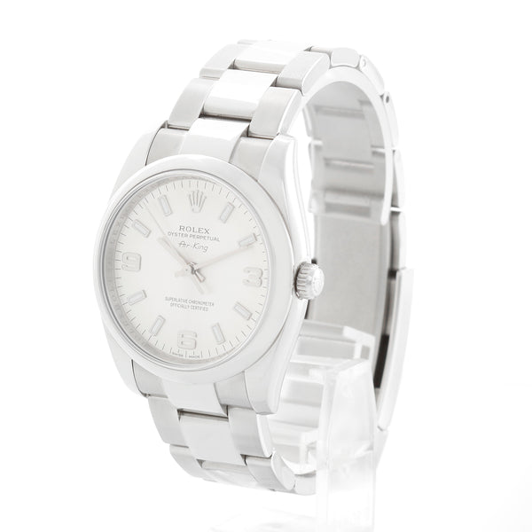 Rolex Air-King Stainless Steel Silver Stick Dial Watch 114200