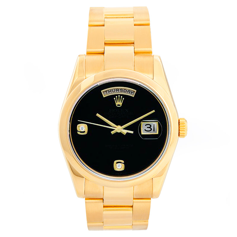 Rolex President Day-Date 18k Watch Factory Black Onyx Dial 118208
