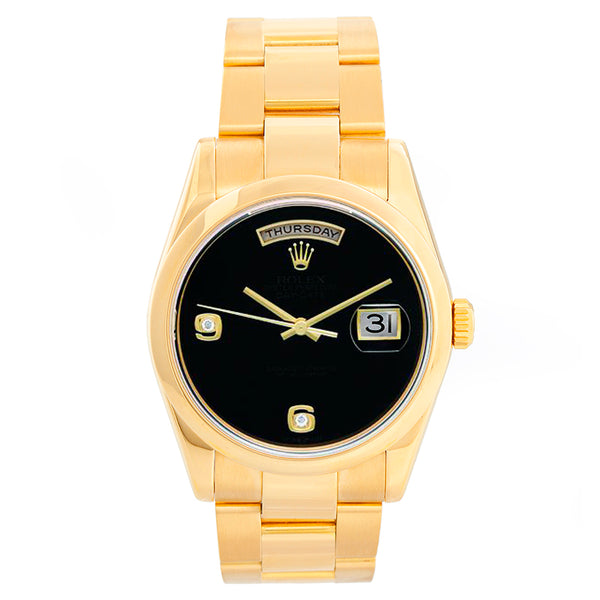 Rolex President Day-Date 18k Watch Factory Black Onyx Dial 118208