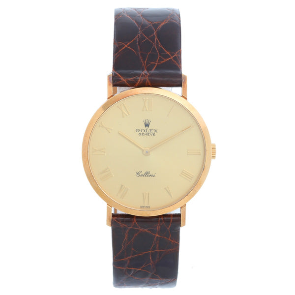 Rolex Cellini Men's 18k Yellow Gold Watch on Strap Band Mod. 4112
