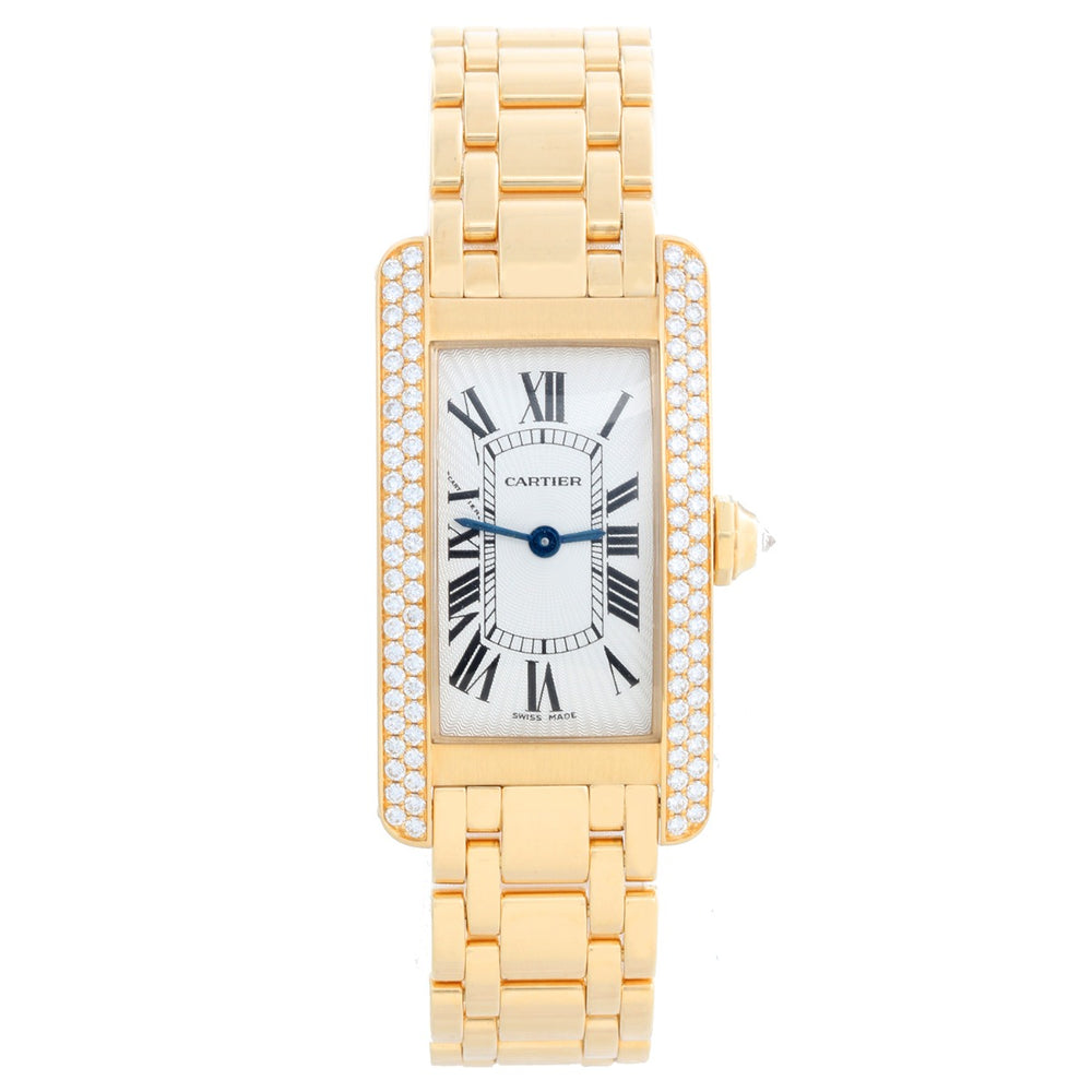 Cartier Tank Americaine Ladies 18k Yellow Gold Watch W2601556