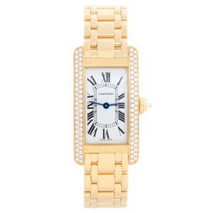 Cartier Tank Americaine Ladies 18k Yellow Gold Watch W2601556