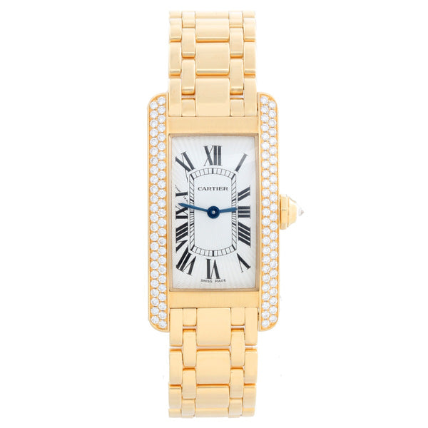 Cartier Tank Americaine Ladies 18k Yellow Gold Watch W2601556