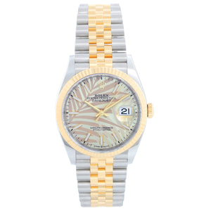 Rolex Datejust Men's 2-Tone 126233 Watch Palm Motif Dial