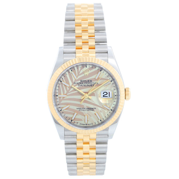 Rolex Datejust Men's 2-Tone 126233 Watch Palm Motif Dial