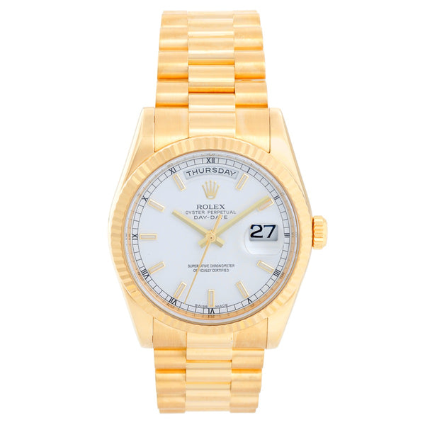 Rolex President Day-Date Men's 18k Yellow Gold Watch 118238