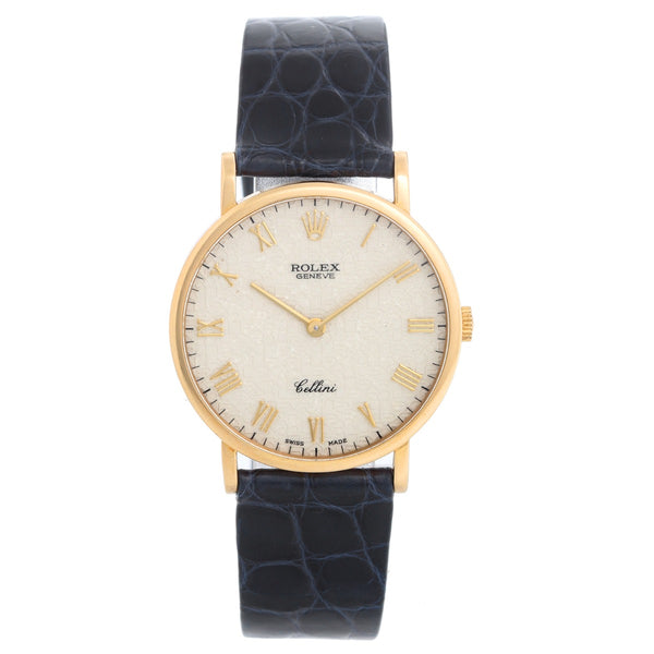 Rolex Cellini Classic 18k Yellow Gold Men's Watch 5112 White Roman Dial