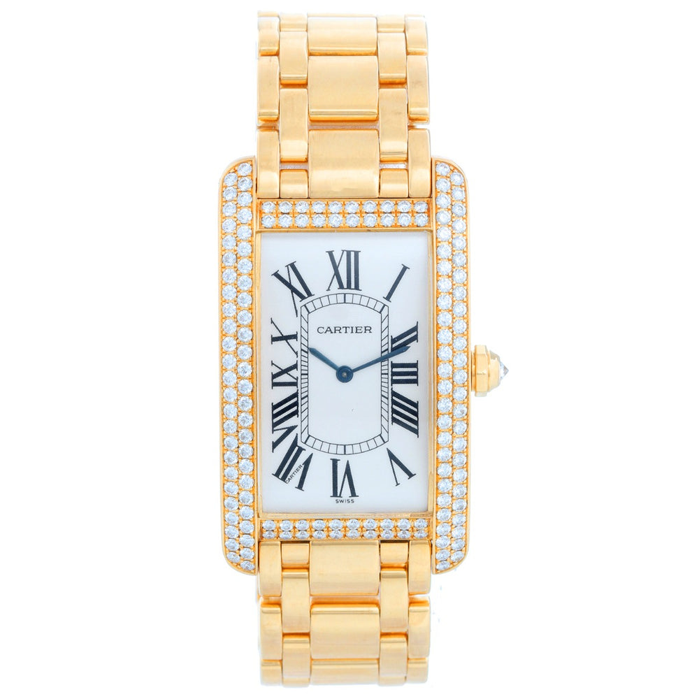 Cartier Tank Americaine 18k Yellow Gold & Diamond  Large Watch Ref 1735