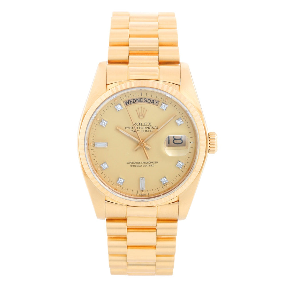 Rolex President Men's 18k Gold & Diamond Day-Date Watch 18038