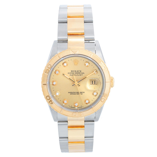Rolex 2-Tone Turnograph Men's Steel & Gold Watch Champagne Dial 16263