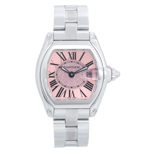 Cartier Roadster Stainless Steel Pink Ribbon Edition Ladies Watch W62016V3