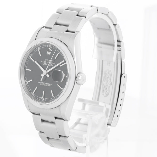 Rolex Datejust Men's Stainless Steel Watch 16200 Black Dial